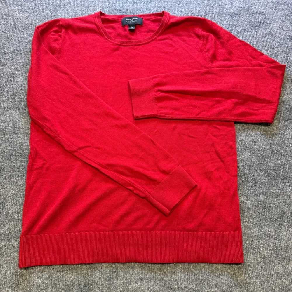 Preppy Banana Republic Forever Sweater Men M Red Crew Neck Cotton Rayon RN54023